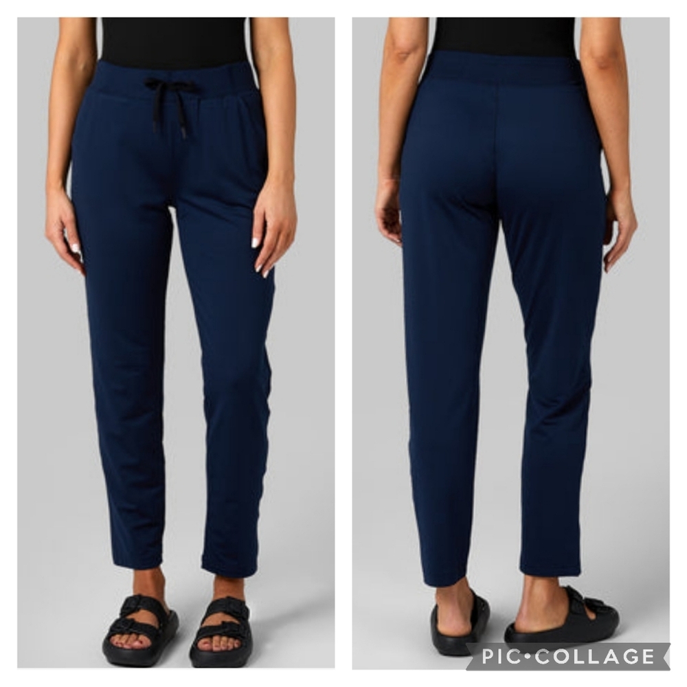 32 Degrees Cool Everyday Comfy Pants Pockets Stretch Elastic Pull On Blue NEW